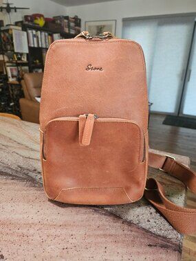 S-ZONE Sling Bag for Men Women RFID Blocking Genuine Leather Crossbody Shoulder